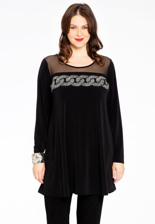 Yoek Tuniek wide bottom ketting | Zwart | Maat 38/40