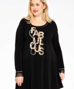 Yoek Tuniek wide bottom Fabulous | Zwart | Maat 46/48