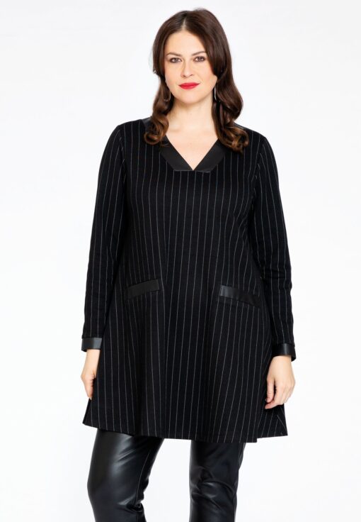 Yoek Tuniek wide bottom PINSTRIPE | Zwart | Maat 38/40