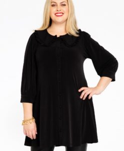 Yoek Tuniek-blouse wide bottom | Zwart | Maat 50/52