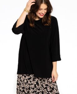 Yoek Shirt A-lijn met turtle neck | Zwart | Maat 38/40
