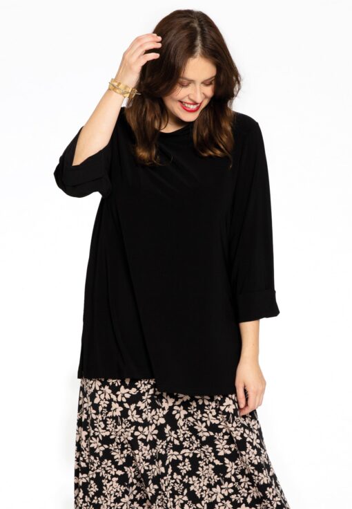 Yoek Shirt A-lijn met turtle neck | Zwart | Maat 38/40