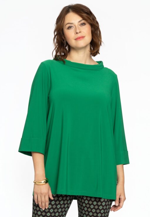 Yoek Shirt A-lijn met turtle neck | Groen | Maat 50/52