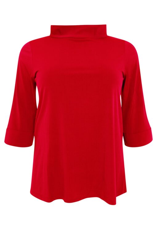 Yoek Shirt A-lijn met turtle neck | Rood | Maat 42/44