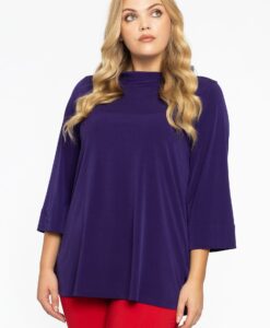 Yoek Shirt A-lijn met turtle neck | Paars | Maat 46/48