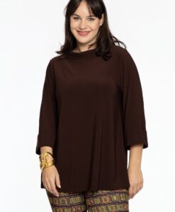 Yoek Shirt A-lijn met turtle neck | Bruin | Maat 46/48