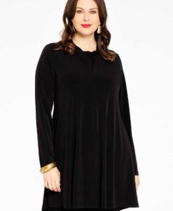 Yoek Tuniek wide bottom met geknoopt detail | Zwart | Maat 50/52