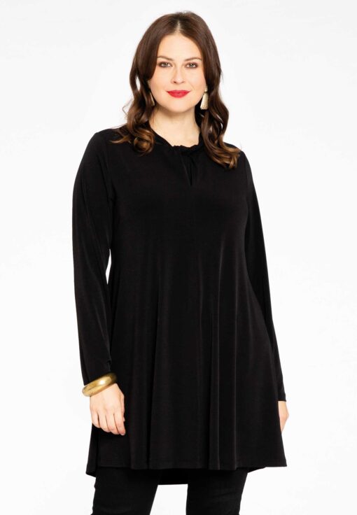 Yoek Tuniek wide bottom met geknoopt detail | Zwart | Maat 50/52