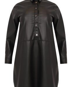 Yoek Blouse-jurk LEATHER | Zwart | Maat 42/44