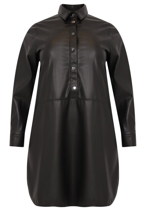 Yoek Blouse-jurk LEATHER | Zwart | Maat 42/44