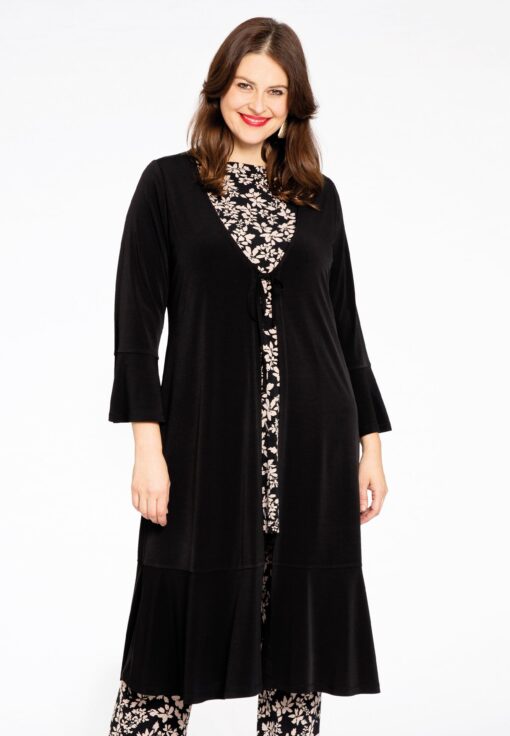Yoek Vest met ruches | Zwart | Maat 46/48