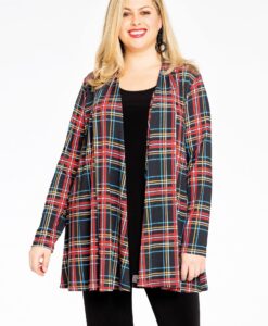 Yoek Cardigan met plooien GLASGOW | Zwart | Maat 54/56