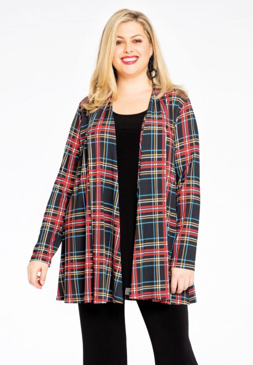 Yoek Cardigan met plooien GLASGOW | Zwart | Maat 54/56
