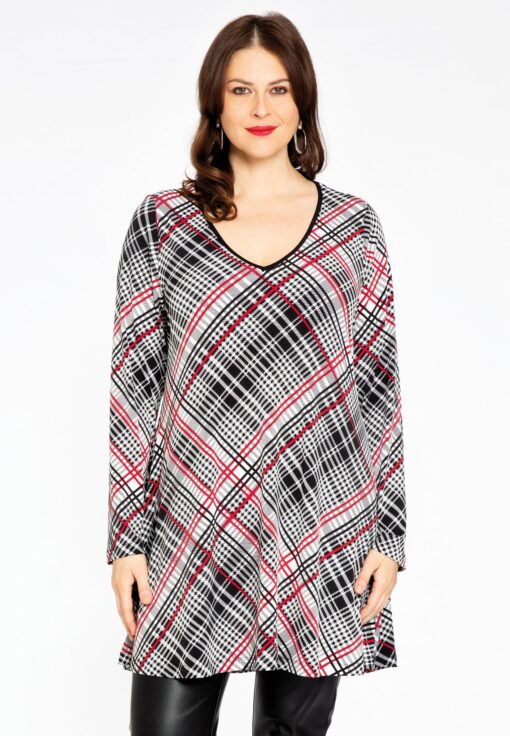 Yoek Tuniek wide bottom CHECK | Zwart | Maat 38/40