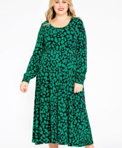 Yoek Midi-jurk BELLA | Zwart | Maat 50/52