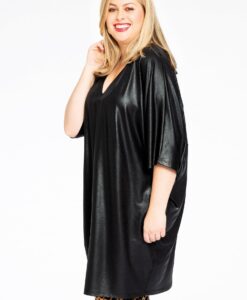 Yoek Jurk wide SHINE | Zwart | Maat 42/44