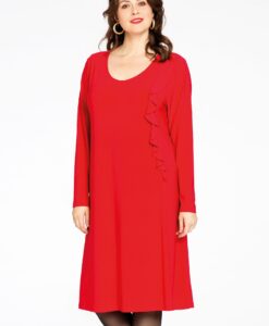 Yoek Jurk met ruches | Rood | Maat 46/48