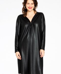 Yoek Jurk pleated SHINE | Zwart | Maat 46/48