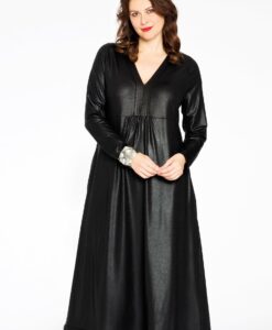 Yoek Jurk V-neck SHINE | Zwart | Maat 38/40
