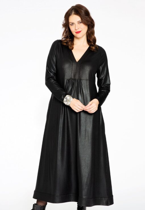 Yoek Jurk V-neck SHINE | Zwart | Maat 38/40
