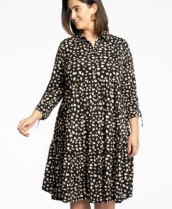 Yoek Jurk ruches STONES | Zwart | Maat 54/56