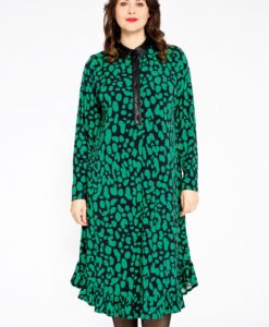 Yoek Blouse-jurk met volant BELLA | Zwart | Maat 46/48