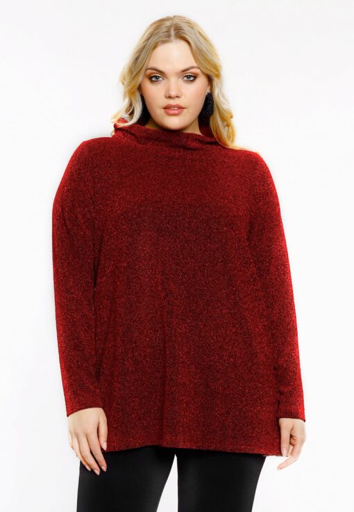 Yoek Shirt A-lijn turtle neck | Rood | Maat 38/40