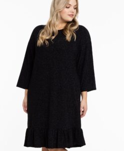Yoek Jurk met ruches | Zwart | Maat 38/40