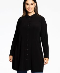 Yoek Blouse met gouden knoopjes | Zwart | Maat 38/40