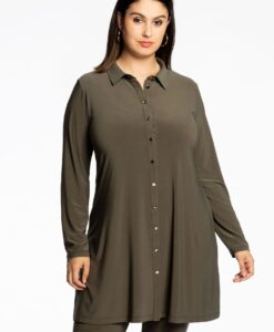 Yoek Blouse met gouden knoopjes | Groen | Maat 42/44
