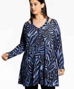 Yoek Tuniek wide bottom met cut-out KAMEO | Blauw | Maat 46/48