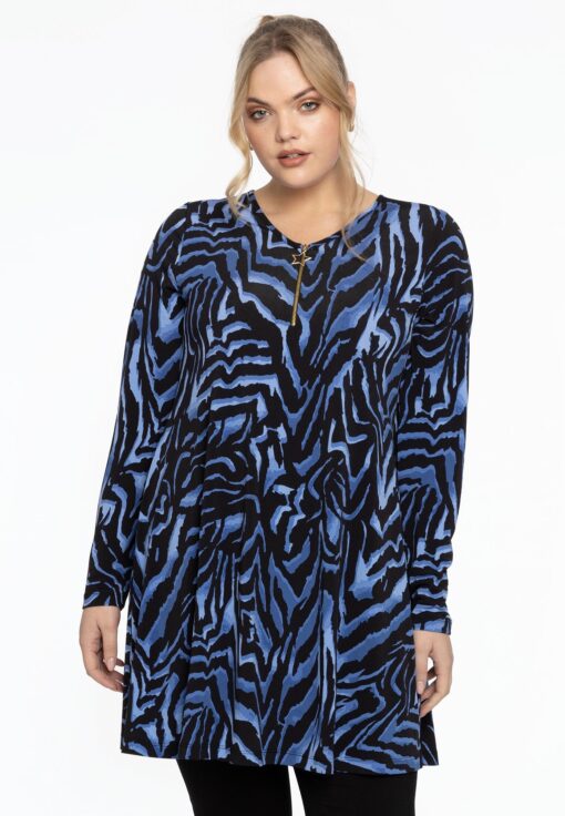 Yoek Tunic wide bottom zip KAMEO | Blauw | Maat 38/40
