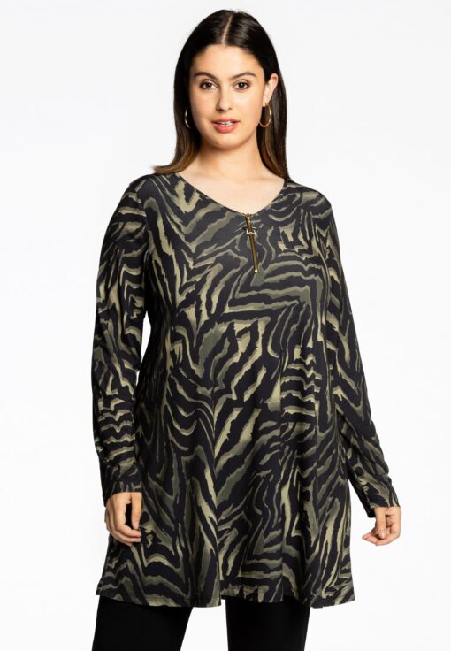 Yoek Tunic wide bottom zip KAMEO | Groen | Maat 54/56