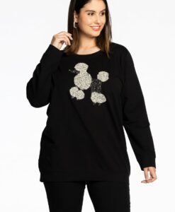 Yoek Sweater strass POODLE | Zwart | Maat 38/40