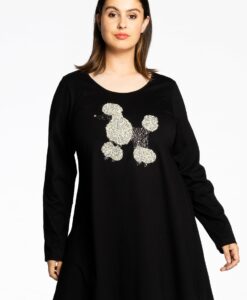 Yoek Tuniek wide bottom POODLE | Zwart | Maat 50/52