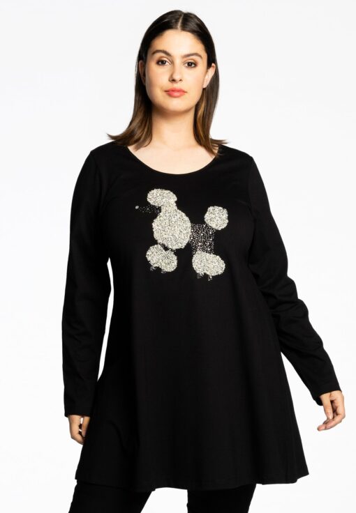 Yoek Tuniek wide bottom POODLE | Zwart | Maat 50/52