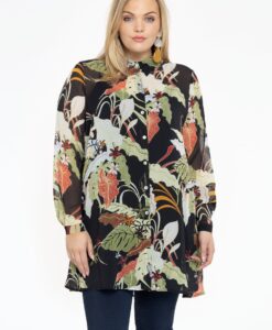 Yoek Blouse wide bottom ZAZOE | Zwart | Maat 50/52