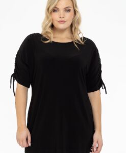 Yoek Tuniek met plooien | Zwart | Maat 54/56