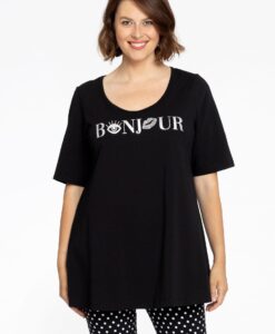 Yoek Tuniek flare BONJOUR organic | Zwart | Maat 38/40