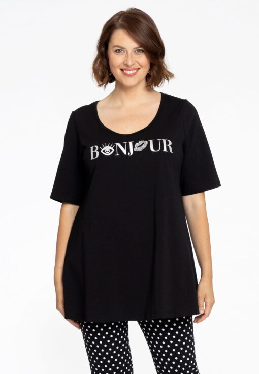 Yoek Tuniek flare BONJOUR organic | Zwart | Maat 38/40