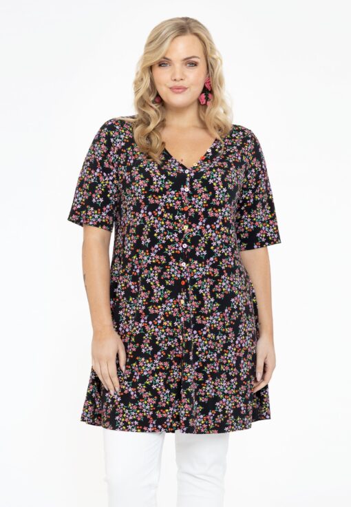 Yoek Tuniek wide bottom knopen RUBY | Zwart | Maat 54/56