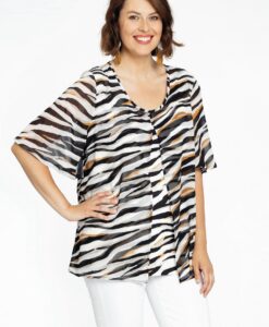Yoek Blouse A-lijn AFRA | Beige | Maat 42/44