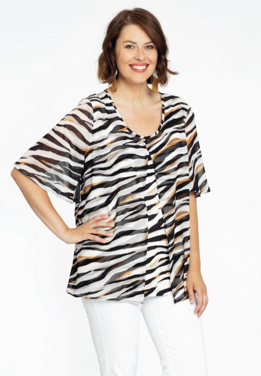 Yoek Blouse A-lijn AFRA | Beige | Maat 42/44