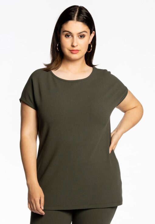 Yoek T-Shirt wijd | Groen | Maat 46/48