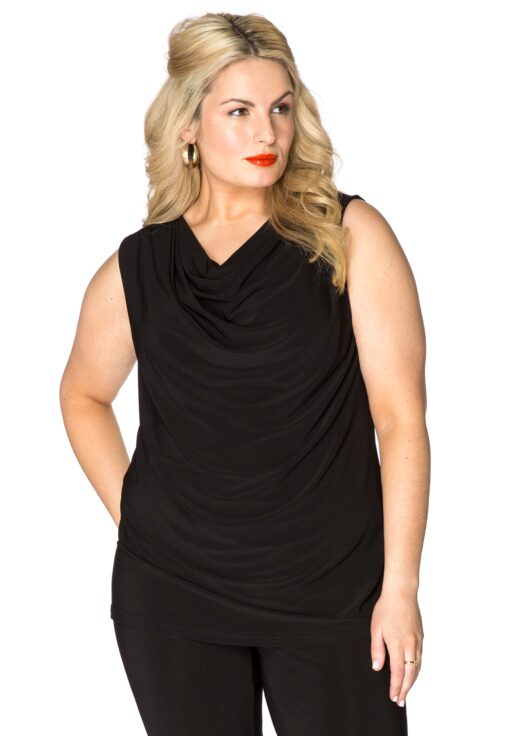 Yoek Top watervalhals | Zwart | Maat 38/40