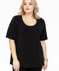 Yoek T-shirt A-lijn | Zwart | Maat 38/40