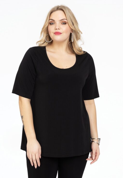 Yoek T-shirt A-lijn | Zwart | Maat 38/40