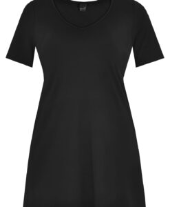 Yoek T-shirt lang | Zwart | Maat 46/48