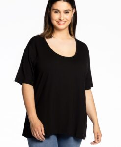 Yoek T-shirt A-lijn | Zwart | Maat 42/44
