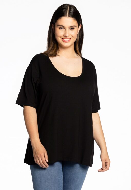 Yoek T-shirt A-lijn | Zwart | Maat 42/44